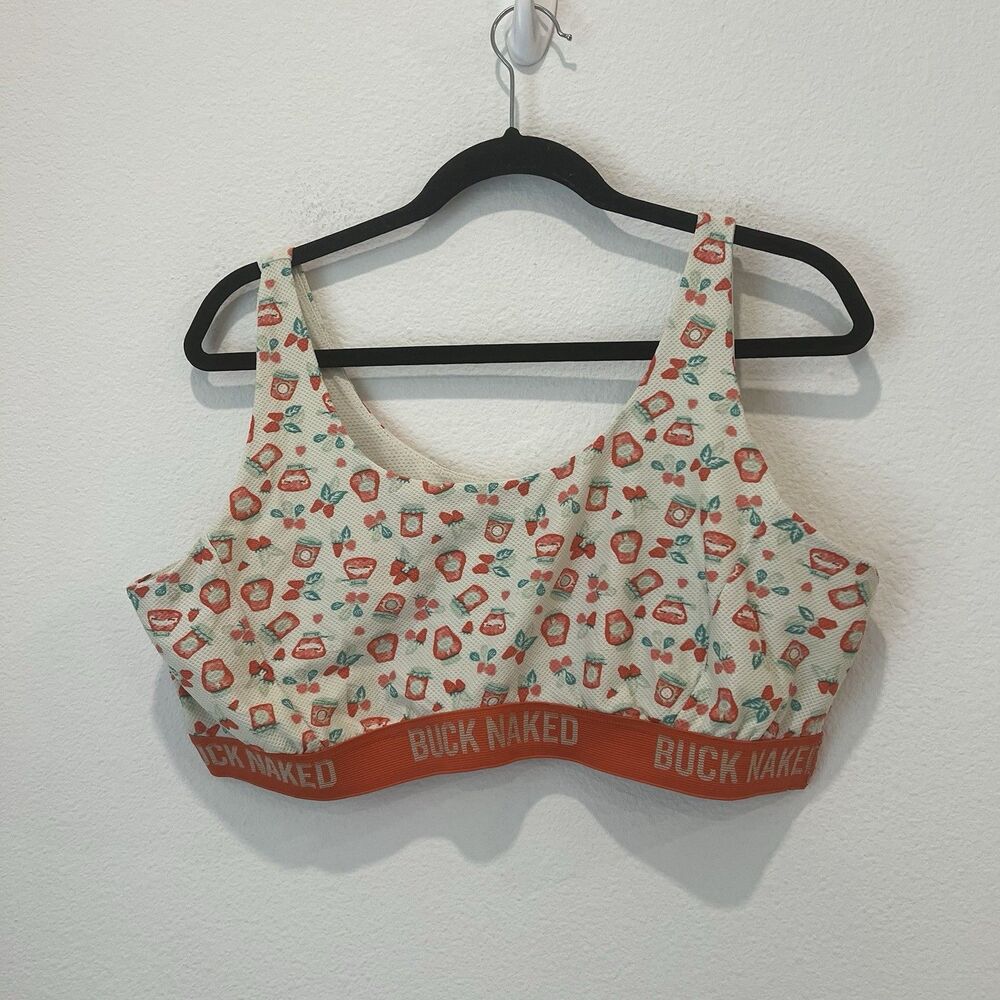 Duluth Trading Co Cream Buck Naked Bra with Red Accents